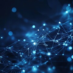 Obraz premium A captivating abstract background featuring dynamic blue lights and interconnected lines, ideal for technology or digital themes.