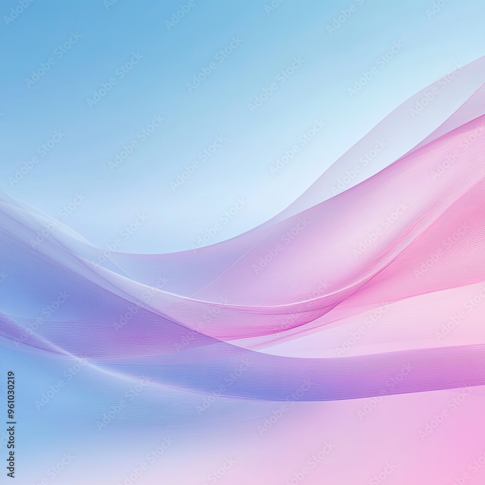 Poster soft pastel waves blend seamlessly, creating a tranquil and soothing abstract background perfect for