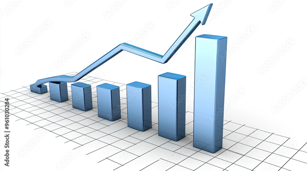 Poster a 3d graph showing an upward trend, symbolizing growth and progress in business or financial data an