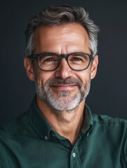 Obraz premium Man in Glasses against a Black Background