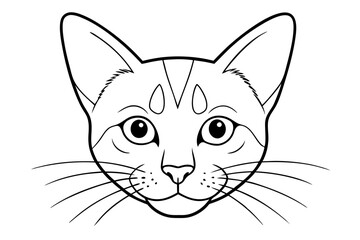  Cat head line art vector, cat outline drawing