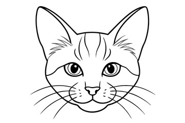  Cat head line art vector, cat outline drawing