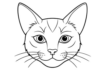 Fototapeta premium Cat head line art vector, cat outline drawing