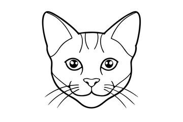  Cat head line art vector, cat outline drawing