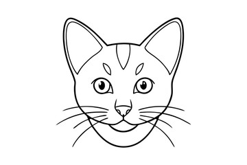 Cat head line art vector, cat outline drawing