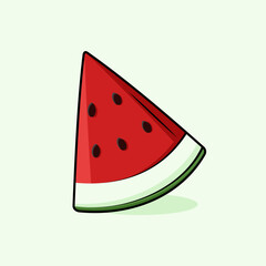 Watermelon slice vector illustration. Suitable for design element of fresh tropical fruit cartoon.