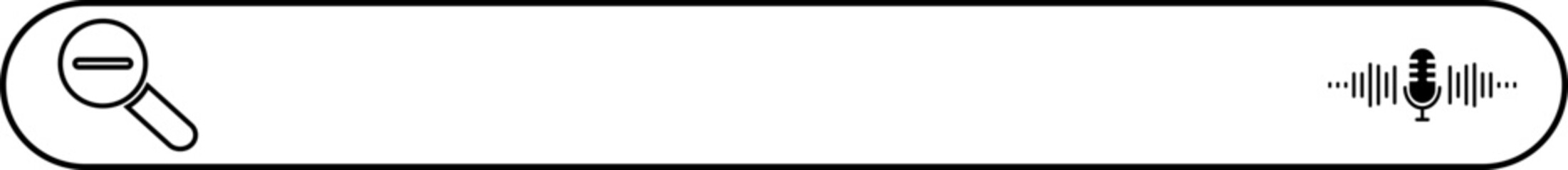 Naklejka premium Search bar with magnifying glass and microphone icon for voice search.