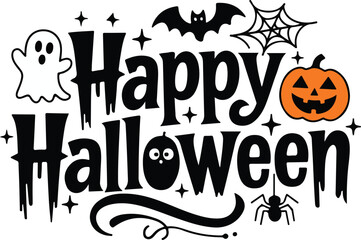  Happy Halloween typography sublimation t shirt design and clipart