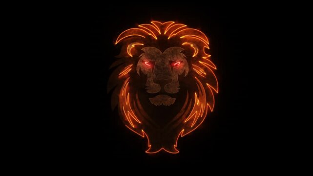 Lion Head Animated Neon Logo with Reveal Effect - Overlay Graphic Element