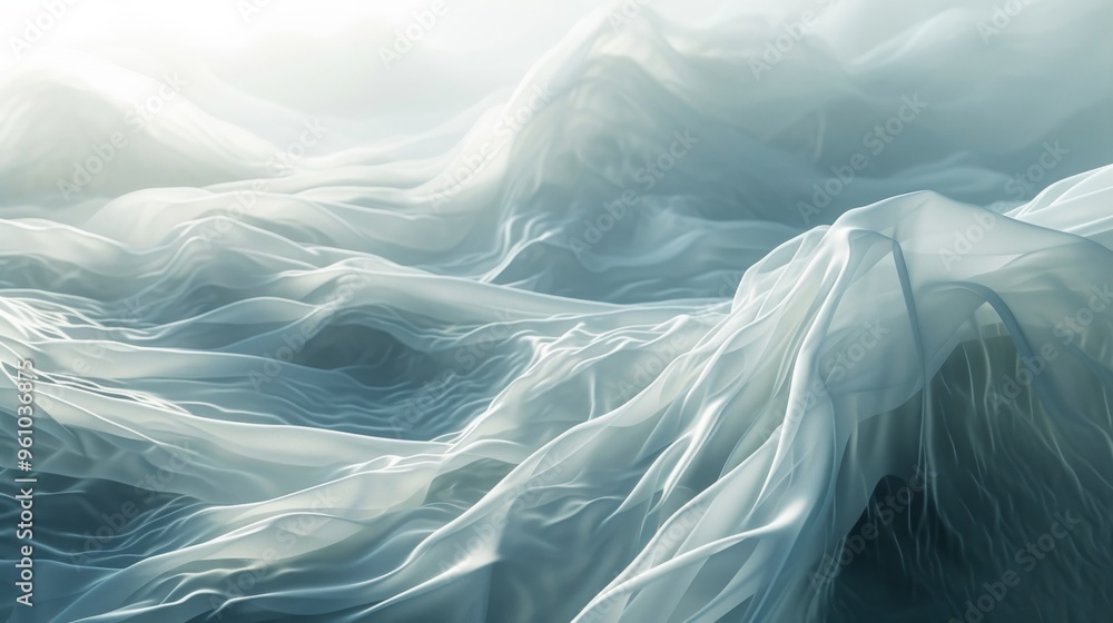 Aufkleber dreamlike abstract scene featuring delicate, translucent waves in soft light. the smooth, flowing fo