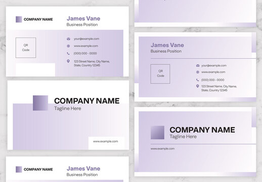 Purple Gradient And White Business Card