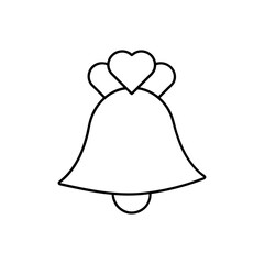 Simple hand-drawn wedding bells sketch, black outline on white, simple line drawing