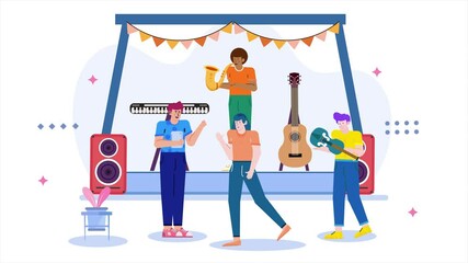 Concert stages with enthusiastic audiences illustration illustration business animated video