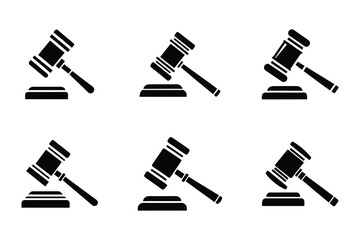 Gavel law icon design bundle set in vector style
