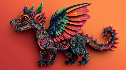 Colorful Dragon with Intricate Patterns.