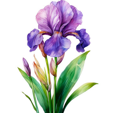 purple iris flower watercolor painting clip art preview