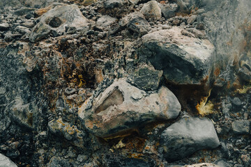 Background of volcanic rocks, colorful sandstone from close range