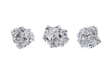Aluminum foil crumpled into a sphere shape. transparent background