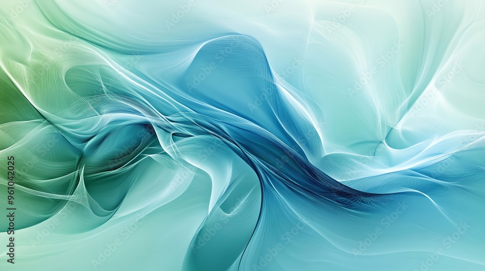 Poster abstract blue and green flowing lines create a dynamic and elegant background.
