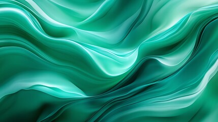 Obraz premium Abstract green background with smooth, flowing waves.