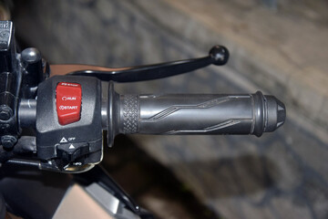 engine start and run buttons on sports motorbikes