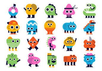 Abstract Funny Cartoon Character Element Set 