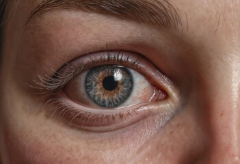 Fototapeta premium Close-up of human eye with intricate details and vibrant colors in natural lighting 