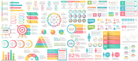 Collection of infographic templates and elements, diagrams and graphs, vector eps10 illustration