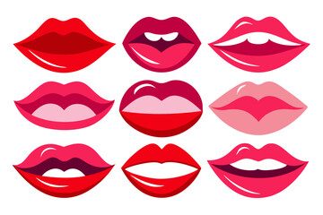 Colorful Lips Icon Set for Design