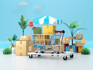 shopping cart with a house
