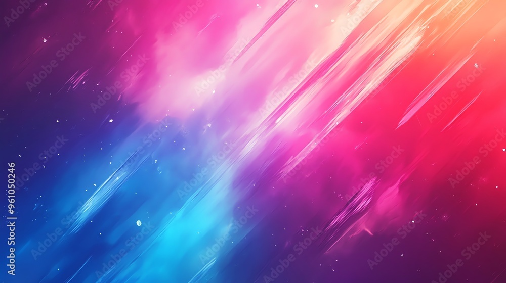 Poster abstract colorful background with diagonal lines and a blurred, glittery effect.
