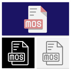 Mos document file format. set of flat file type icons for innovative user interface. Can be used for websites, UI and interfaces.