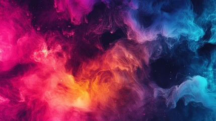 Fototapeta premium Abstract colorful background of swirling smoke or ink in shades of pink, orange, and blue.