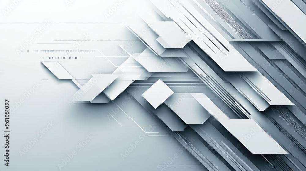 Poster abstract gray and white background with sleek, tech-inspired arrows pointing forward, symbolizing pr