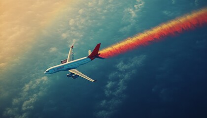 Fototapeta premium Airplane Flying Above the Clouds.