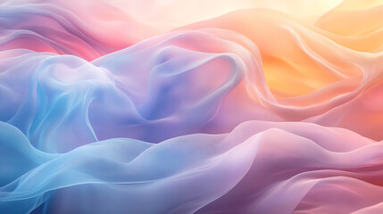 Obraz premium Soft flowing waves of pastel-colored abstract shapes, gently blending into each other with smooth transitions, evoking a sense of calm and tranquility, subtle light reflections enhancing the 