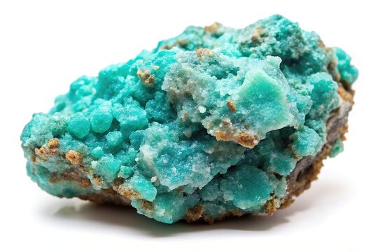 A stunning low angle view of an aurichalcite mineral specimen showcasing its beautiful gem and crystal structure