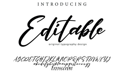 Editable Font Stylish brush painted an uppercase vector letters, alphabet, typeface