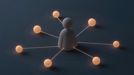 Obraz premium Human figure surrounded by a network of glowing emotional connections, symbolizing deep relationships, 3D illustration