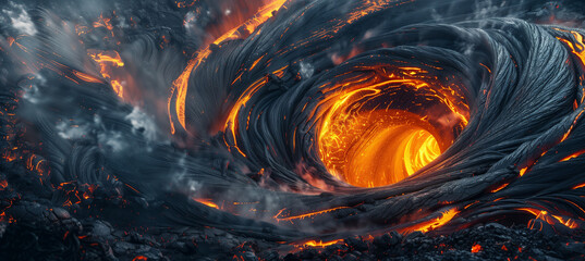 Captivating vortex of magma and fiery illumination in dynamic elemental spectacle