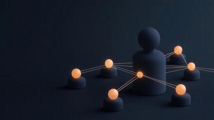 Obraz premium Web of light representing emotional connections, people connected by glowing threads, 3D illustration