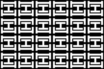 Bold Black and White Geometric Interlocking Grid Pattern