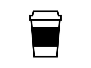 フラットなテイクアウト紙コップコーヒーアイコンF：黒