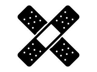 シンプルな絆創膏ばってんアイコンA：長方形黒