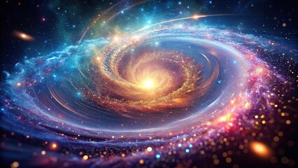Abstract background of swirling particles in a wide-angle view