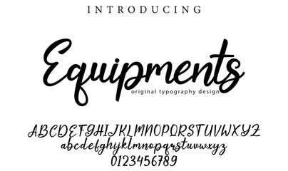 Equipments Font Stylish brush painted an uppercase vector letters, alphabet, typeface