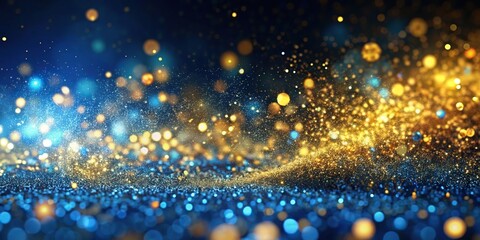 abstract background with blue and golden particles Depth of Field