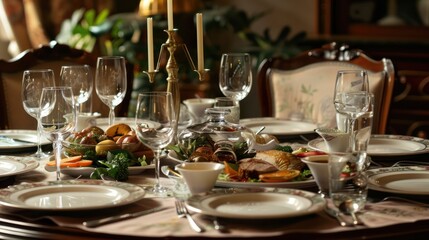Fototapeta premium Elegant Dinner Table Setting