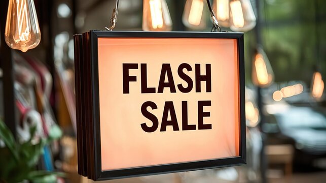 Bright sign announcing a flash sale in a vibrant retail environment, attracting attention for limited-time promotions.