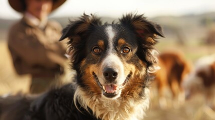 Working dogs that help farmers herd their livestock or guard their homes, demonstrating their intelligence and loyalty.